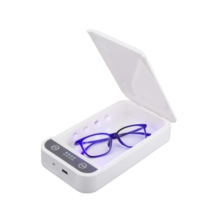 UV sterilizer Box desinficerer hurtigt og nemt mindre emner som briller, nøgler og smykker.