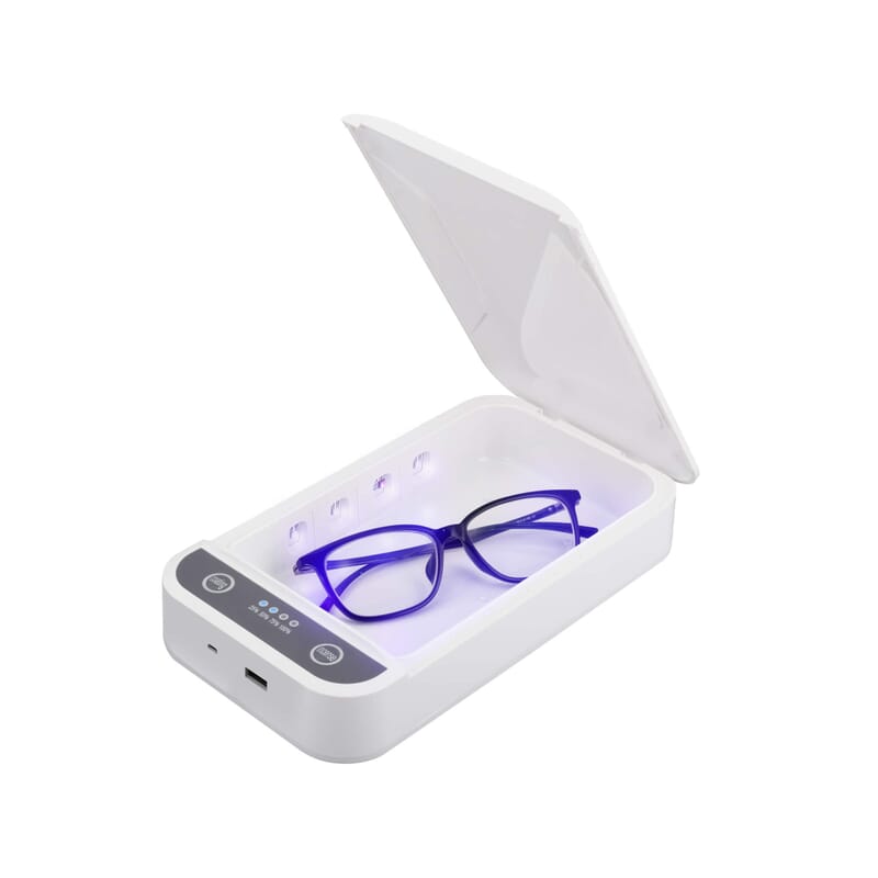 UV sterilizer Box desinficerer hurtigt og nemt mindre emner som briller, nøgler og smykker.