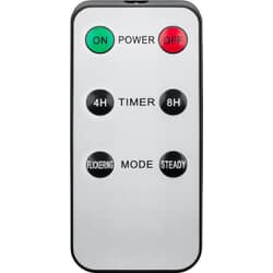with 6-key-remote - ON / OFF, Timer 4hrs / 8hrs, flickering & steady light