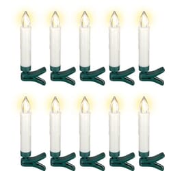 10 wireless LED Christmas tree candles10 wireless LED Christmas tree candles with clips and IR remote control for controlling timer, light modes &amp; dimmer. Set of 10 white, wireless LED candles (each 1.5 x 10 cm) for festive Christmas lightinggoobay