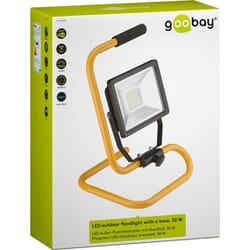 LED outdoor floodlight with a base, 30 W, 30 W, black-yellow, 1.4 m - work light with a wide area of illuminationLED outdoor floodlight with a base, 30 W work light with a wide area of illumination. IP65goobay