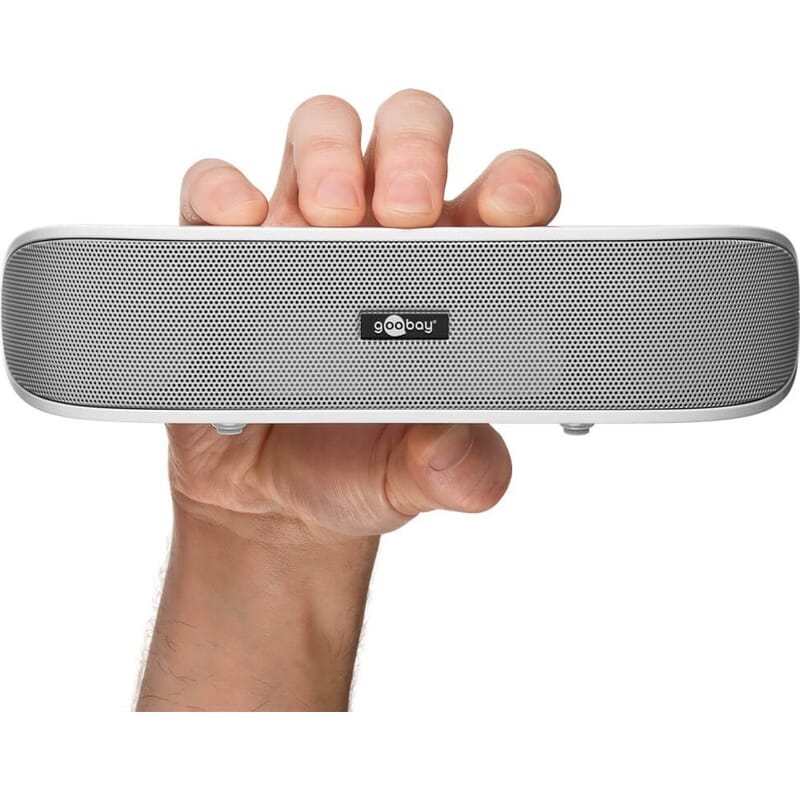 SoundBar Stereo - perfekt til din bærbare PC eller Mac. Få bedre lyd overalt. Mulighed for batteridrift.