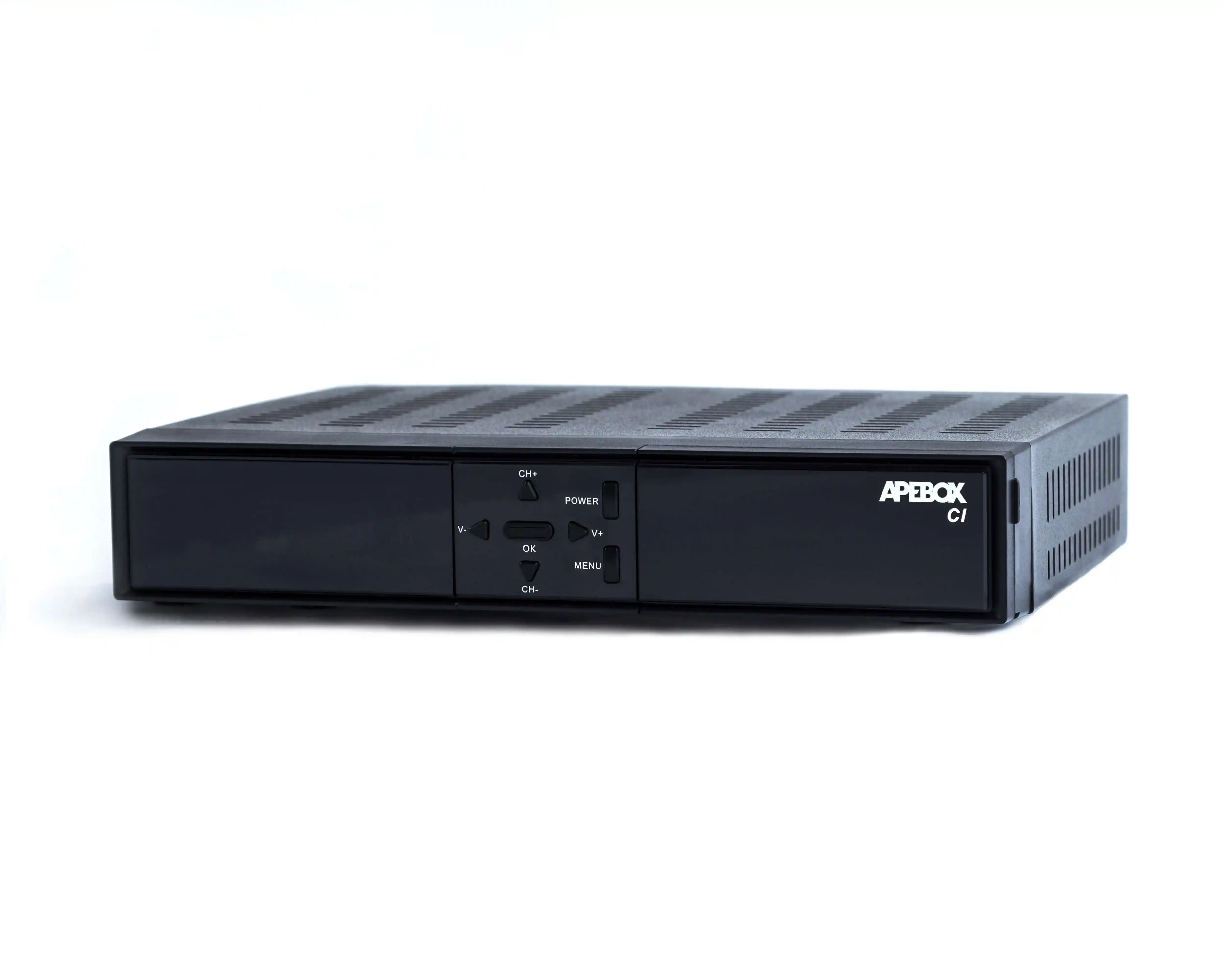 Apebox CI front - Essentielle funktioner betjenes direkte på fronten af denne billige TV boks til antenne Parabol og Kabel TV