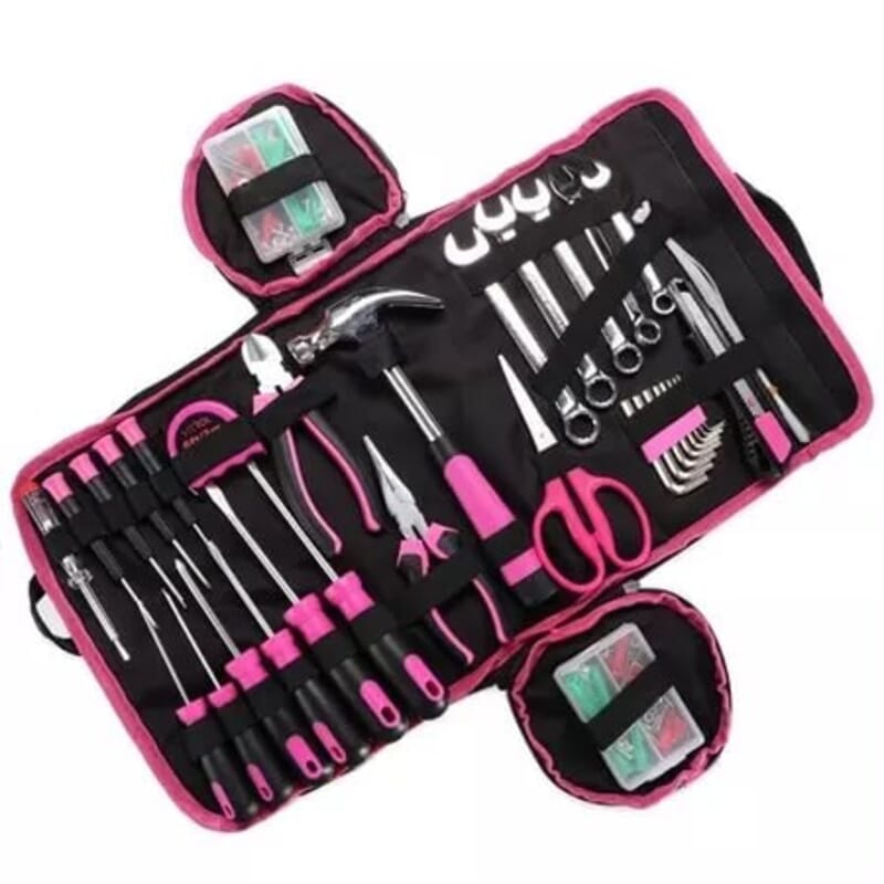 Women's toolkit 120 parts - megakitQuality tool for women, in a practical storage bag. Delicious set with as many as 120 parts, ideal for any handy woman, the girl who has just moved away from home or maybe the mother-in-law. N.A.