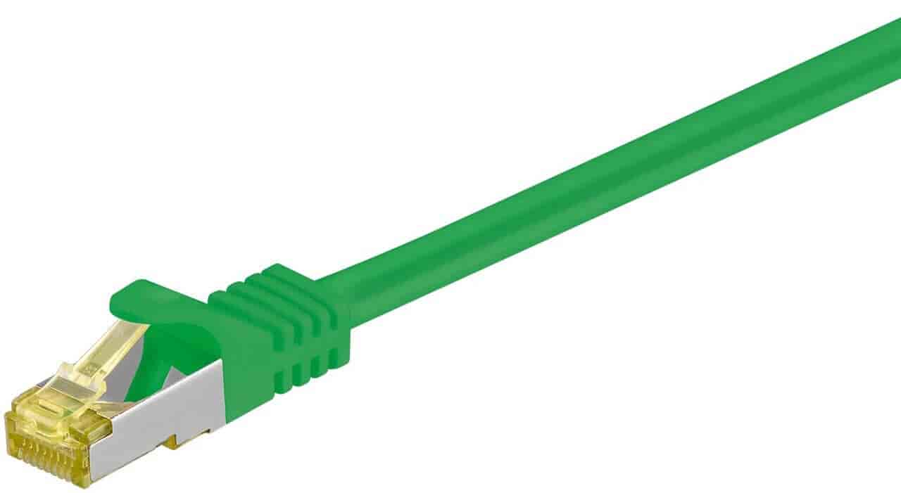 High speed Network cable CAT 6A S/FTP, 500 MHz with CAT 7 raw cable, green