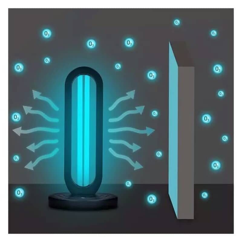 Virus and bactericidal lamp UV-C and ozone, 38W - 40 m2, for disinfection, remote controlled. Virus and bactericidal lamp UV-C and ozone, 38W - 40 m2, for disinfection, remote controlled.