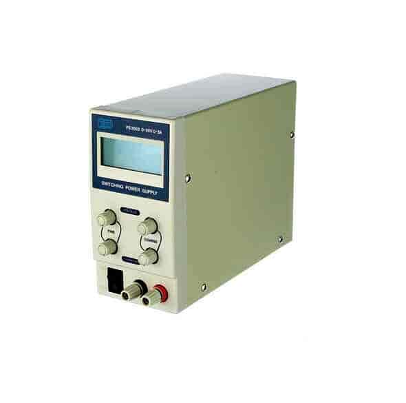 Variabel DC strømforsyning m. display, laboratoriestrømforsyning 0-30 V 0-3 A.
