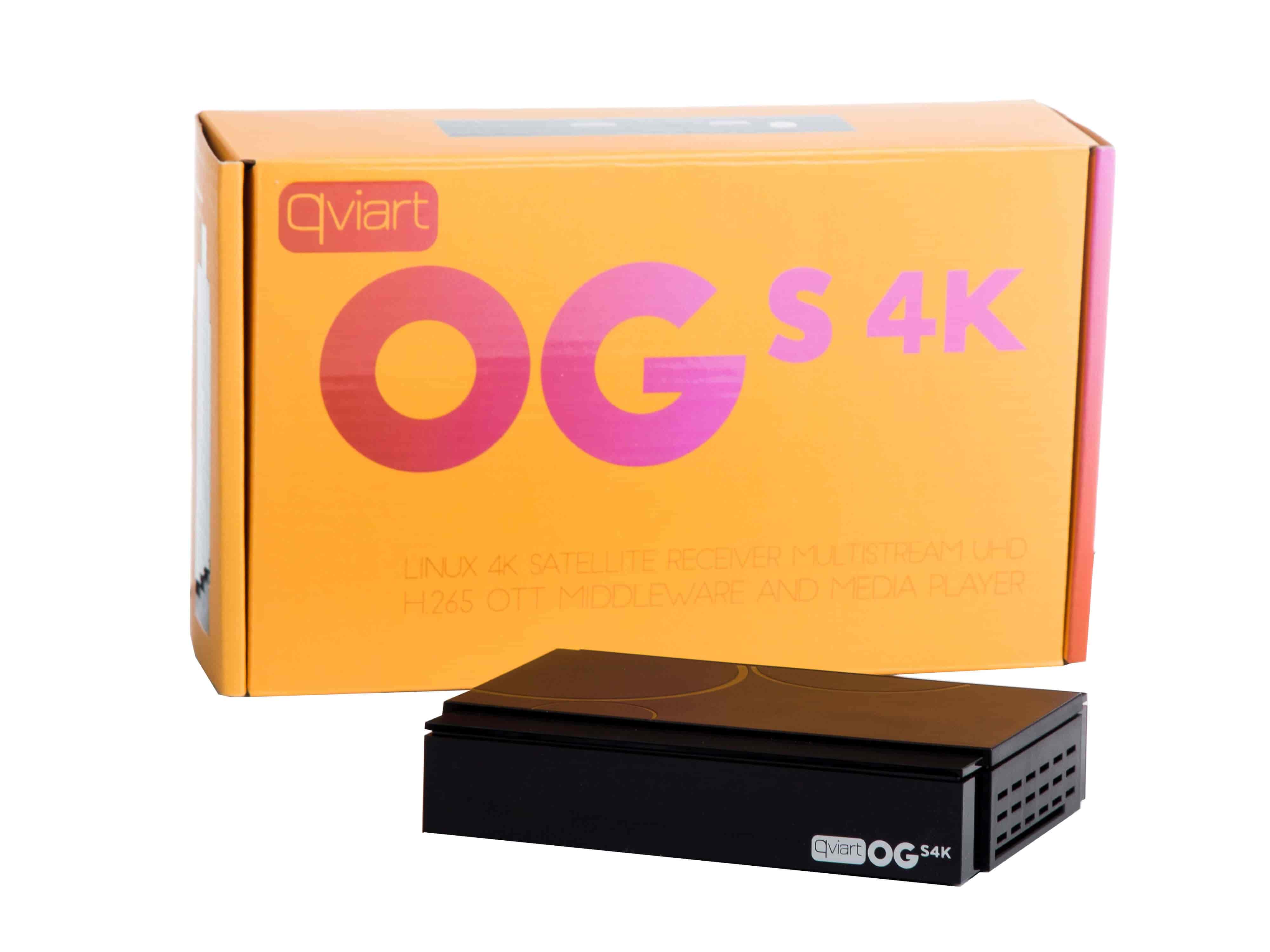 Qviart OGs 4K UHD DVB-S2 and IPTV Combo STBQviart OGs 4K is a powerful, stable, fast and user-friendly 4K UHD DVB-S2 satellite receiver and IPTV receiver. Qviart OGs 4K Linux Satellite UHD Multistream OTT 4K H.265 media receiver is for you, if you want things simple and efficient in a full 4K IPTV DVB-S2 Set Top Box - at a super sharp price. Qviart OGs 4K offers a wide range of features such as import and export of Enigma2 channel lists, EPG, Auto fast scan, PVR option and timeshift. On the IPTV you will find the latest QTV Online TV (Stalker) application as well as Xtream and M3U. Several IPTV features guarantee the full IPTV experience in this small but powerful 4K UHD TV box, which also supports applications such as Netflix, Amazon prime, YouTube, etc. Combined 4K UHD DVB-S2 SAT receiver and IPTV TV box in 4K version - at a super price.QVIART LUNIX