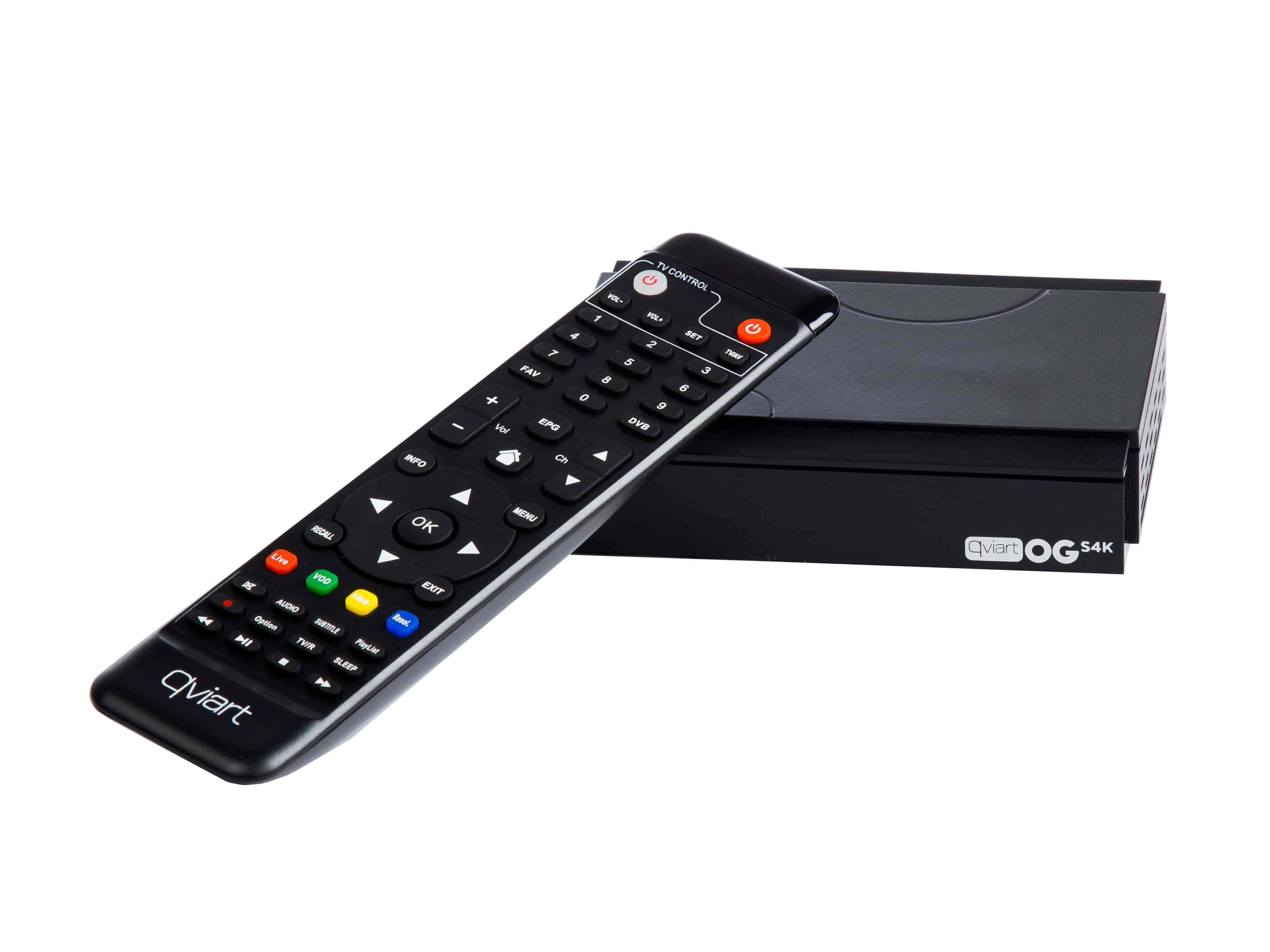Qviart OGs 4K UHD DVB-S2 and IPTV Combo STBQviart OGs 4K is a powerful, stable, fast and user-friendly 4K UHD DVB-S2 satellite receiver and IPTV receiver. Qviart OGs 4K Linux Satellite UHD Multistream OTT 4K H.265 media receiver is for you, if you want things simple and efficient in a full 4K IPTV DVB-S2 Set Top Box - at a super sharp price. Qviart OGs 4K offers a wide range of features such as import and export of Enigma2 channel lists, EPG, Auto fast scan, PVR option and timeshift. On the IPTV you will find the latest QTV Online TV (Stalker) application as well as Xtream and M3U. Several IPTV features guarantee the full IPTV experience in this small but powerful 4K UHD TV box, which also supports applications such as Netflix, Amazon prime, YouTube, etc. Combined 4K UHD DVB-S2 SAT receiver and IPTV TV box in 4K version - at a super price.QVIART LUNIX