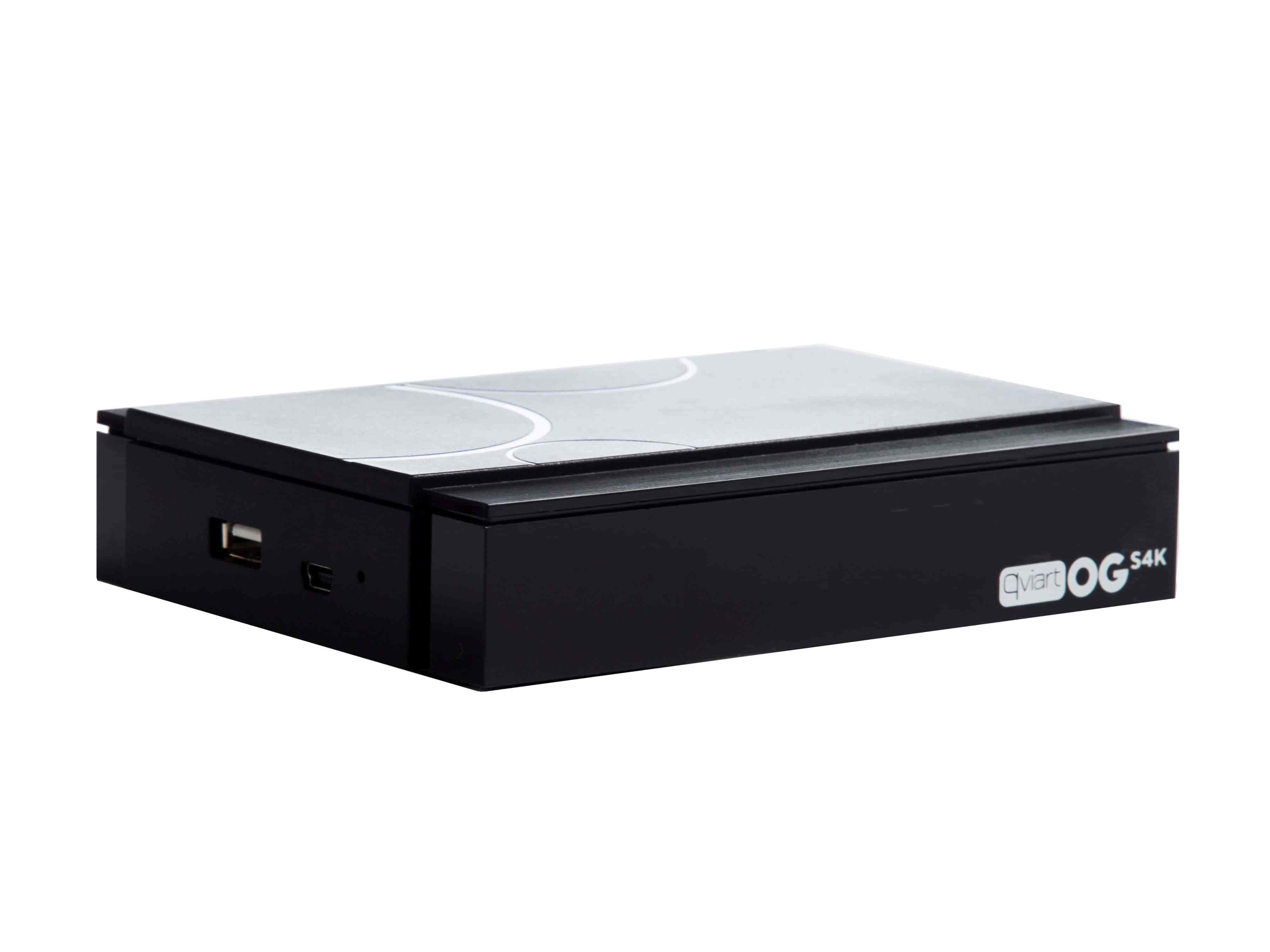 Qviart OGs 4K UHD DVB-S2 and IPTV Combo STBQviart OGs 4K is a powerful, stable, fast and user-friendly 4K UHD DVB-S2 satellite receiver and IPTV receiver. Qviart OGs 4K Linux Satellite UHD Multistream OTT 4K H.265 media receiver is for you, if you want things simple and efficient in a full 4K IPTV DVB-S2 Set Top Box - at a super sharp price. Qviart OGs 4K offers a wide range of features such as import and export of Enigma2 channel lists, EPG, Auto fast scan, PVR option and timeshift. On the IPTV you will find the latest QTV Online TV (Stalker) application as well as Xtream and M3U. Several IPTV features guarantee the full IPTV experience in this small but powerful 4K UHD TV box, which also supports applications such as Netflix, Amazon prime, YouTube, etc. Combined 4K UHD DVB-S2 SAT receiver and IPTV TV box in 4K version - at a super price.QVIART LUNIX
