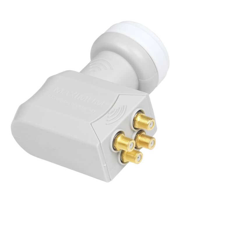 Maximum Quad LNB hoved PQ-4 til 4 modtagere. 0.1 dBMaximumQuad LNB - 4 seperate LNB udgange Hvid Maximum quad LNB PQ-4 er et LNB hovede der leverer samtidigt signal til 4 parabolmodtagere eller til 2 twin modtagere. Hver udgang leverer et selvstændigt signal og 4 modtagere kan derfor køre uafhængigt af hinanden. Low noise, høj ydelse og nyeste PLL teknologi kendetegner Maximum Quad LNB'en. 68 dB gain og et støjtal på 0.1 dB sikrer godt signal. BEGRÆNSET ANTAL. Maximum Quad LNB hoved PQ-4 til 4 modtagere. 0.1 dBMaximumQuad LNB - 4 seperate LNB udgange Hvid Maximum quad LNB PQ-4 er et LNB hovede der leverer samtidigt signal til 4 parabolmodtagere eller til 2 twin modtagere. Hver udgang leverer et selvstændigt signal og 4 modtagere kan derfor køre uafhængigt af hinanden. Low noise, høj ydelse og nyeste PLL teknologi kendetegner Maximum Quad LNB'en. 68 dB gain og et støjtal på 0.1 dB sikrer godt signal. BEGRÆNSET ANTAL.