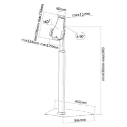 Drawing - Floor stand for iPad / tablets 7.9 "-10.5". Anti-theft, perfect for sales area and public environments.