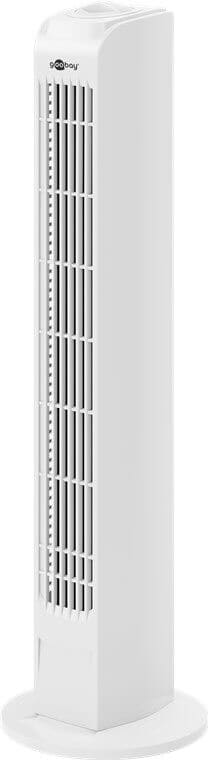 Smart tower fan with three power levels. 230V/45W, WhiteSmart tower fan with three power levels, very simple and easy operation This powerful tower fan has a 45-watt electric motor. and is super easy to operate. Just select one of the 3 steps and the fan is running. Enjoy a nice cooling breeze. Instructions for use included.goobay