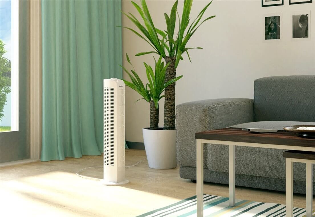 Smart tower fan with three power levels. 230V/45W, WhiteSmart tower fan with three power levels, very simple and easy operation This powerful tower fan has a 45-watt electric motor. and is super easy to operate. Just select one of the 3 steps and the fan is running. Enjoy a nice cooling breeze. Instructions for use included.goobay