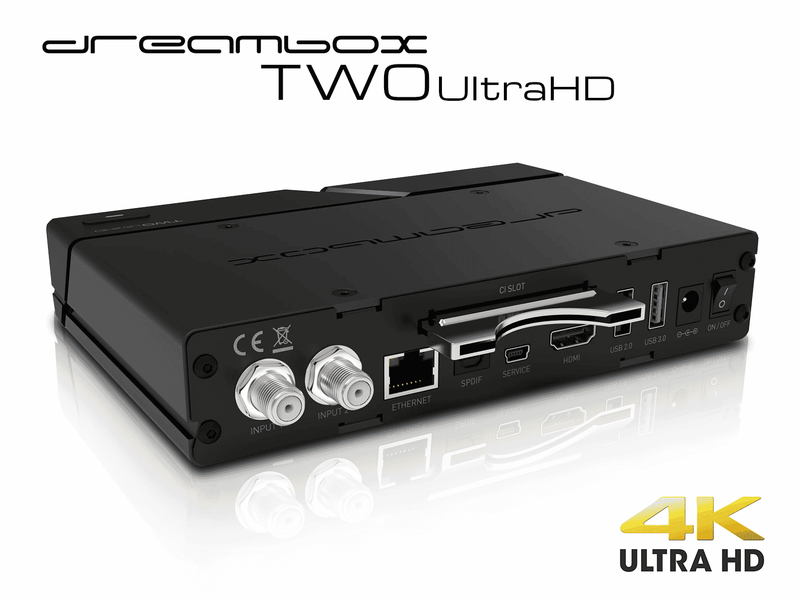 Parabolmodtager Dreambox Two Ultra HD BT 2x DVB-S2X Multistream Tuner 4K 2160p E2 Linux Dual Wifi H.265 HEVC