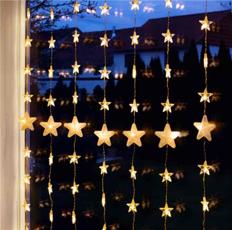 Decoration LED Star curtain - Star curtain with 80 diodes, light chain for window