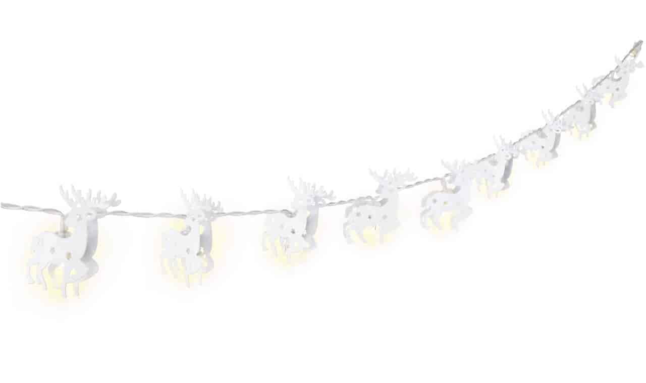 LED lyskæde Rensdyr, hvide figurer, varmt hvidt lys