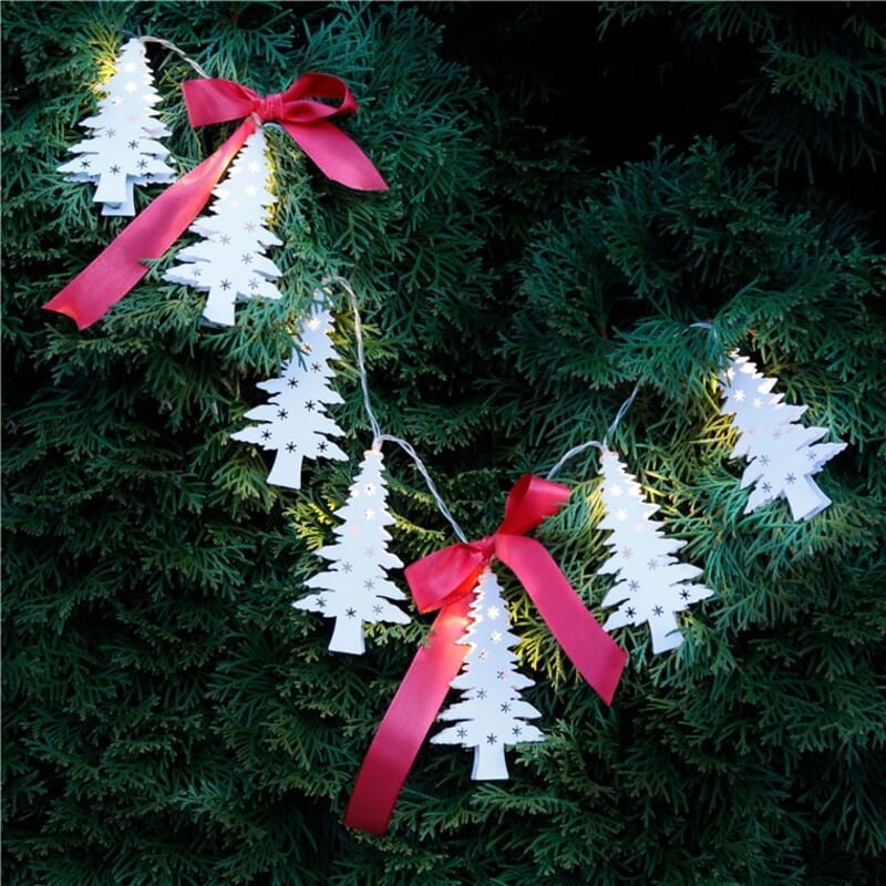Christmas decoration - LED light chain Christmas tree, white figures, warm white light