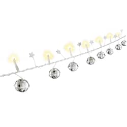 LED light chains "Bells and stars", silver-colored, warm white light