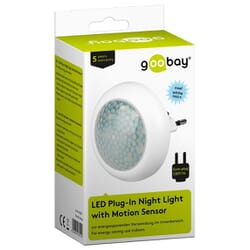 Kompact LED natlampe til stikkontakt - natlys med sensor og meget lavt energiforbrug - rund