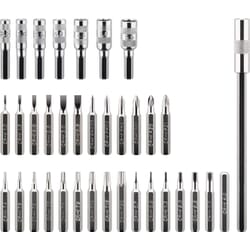 Screwdriver set for fine mechanical work, 37 parts.Screwdriver set for fine mechanical work, 37 parts. Here you will find the very small bits from 1 mm and hexagonal tops from 2.5 mm, as well as a wide selection of the small Phillips and Torx bits. Made of chrome vanadium steel (CRV) to achieve high strength. Delivered in a practical box where everything has its place. Quick change of bits.goobay