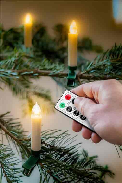 Juletræslys trådløse LED lys med fjernbetjening og timer (20 lys)