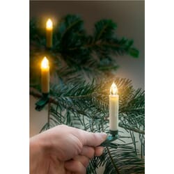 20 wireless LED Christmas tree candles20 wireless LED Christmas tree candles with clips and IR remote control for controlling timer, light modes &amp; dimmer. Set of 20 white, wireless LED candles (each 1.5 x 10 cm) for festive Christmas lightinggoobay