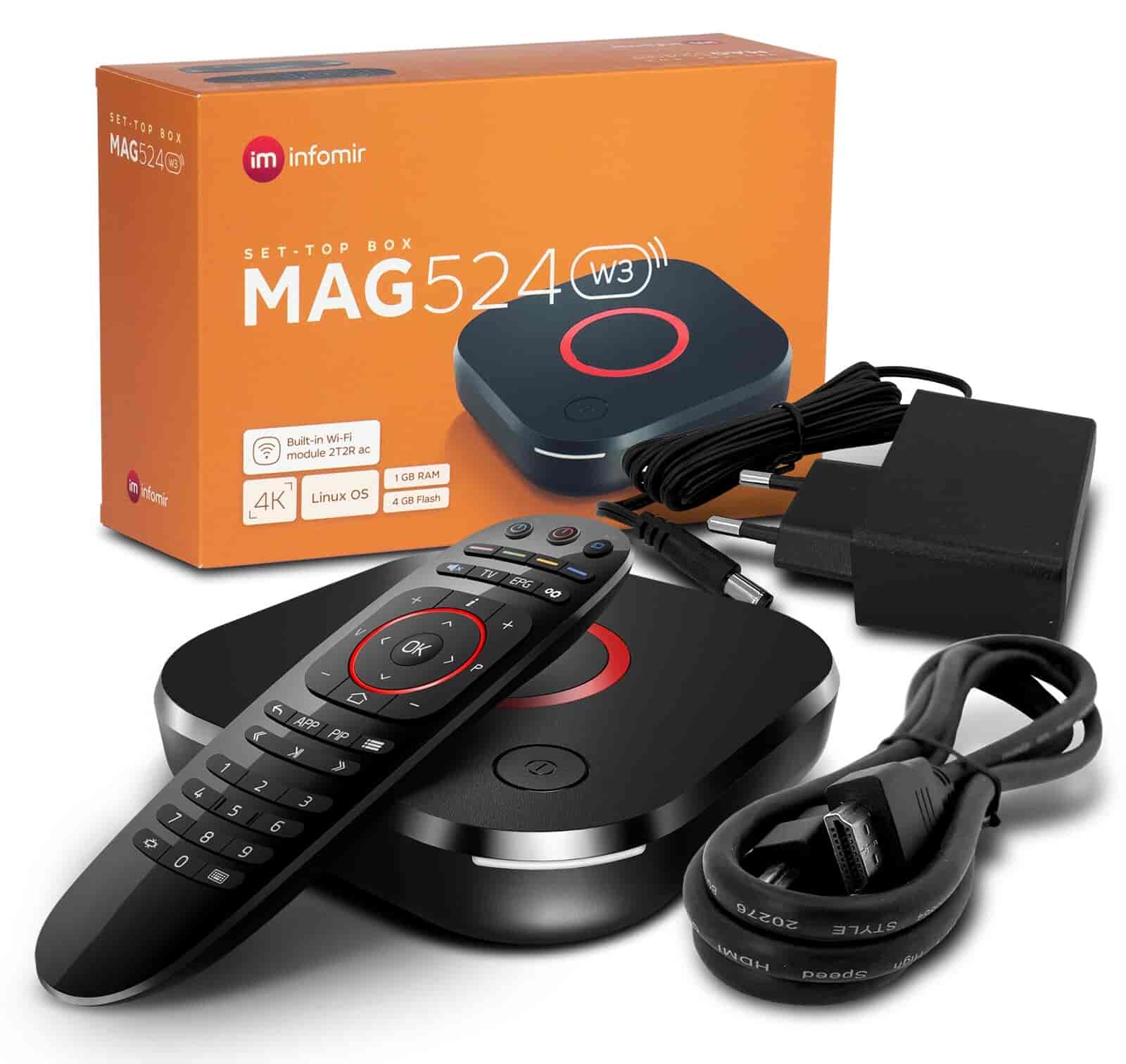 MAG 524w3 IPTV Internet Streamer HEVC H.265 4K UHD inkl. Dual Band Wifi 60FPS Linux USB 3.0 LAN HDMI