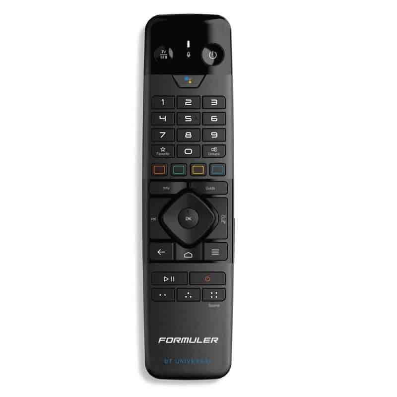 Formuler GTV-BT1 Advanced Bluetooth remote control with universal function IR + BTAdvanced Bluetooth voice remote control with Universal TV control. Formuler advanced hybrid Bluetooth Voice Remote controller is specially designed to optimize your TV and media experience. Universal infrared programmability for TV control and software programmable shortcut keys give you flexible control options. Premium intuitive design and functionality. The GTV-BT1 remote control is highly optimized to easily control all the necessary functions on your Formuler streaming device and your TV.Formuler