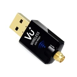 VU + ® Dual Band Wireless USB 2.0 Adapter 600 Mbps including antenna, 2.4 GHz + 5.0 GHzThe WiFi stick makes it possible to establish a stable WiFi connection with data speeds of up to 433 Mbit / s. Long range can be achieved with the help of the included High Gain antenna. The WiFi stick is the perfect solution for your VU + set-top boxes to integrate them wirelessly in the home network or to forward the router / modem's Internet connection to the Vu + receiver.VU+
